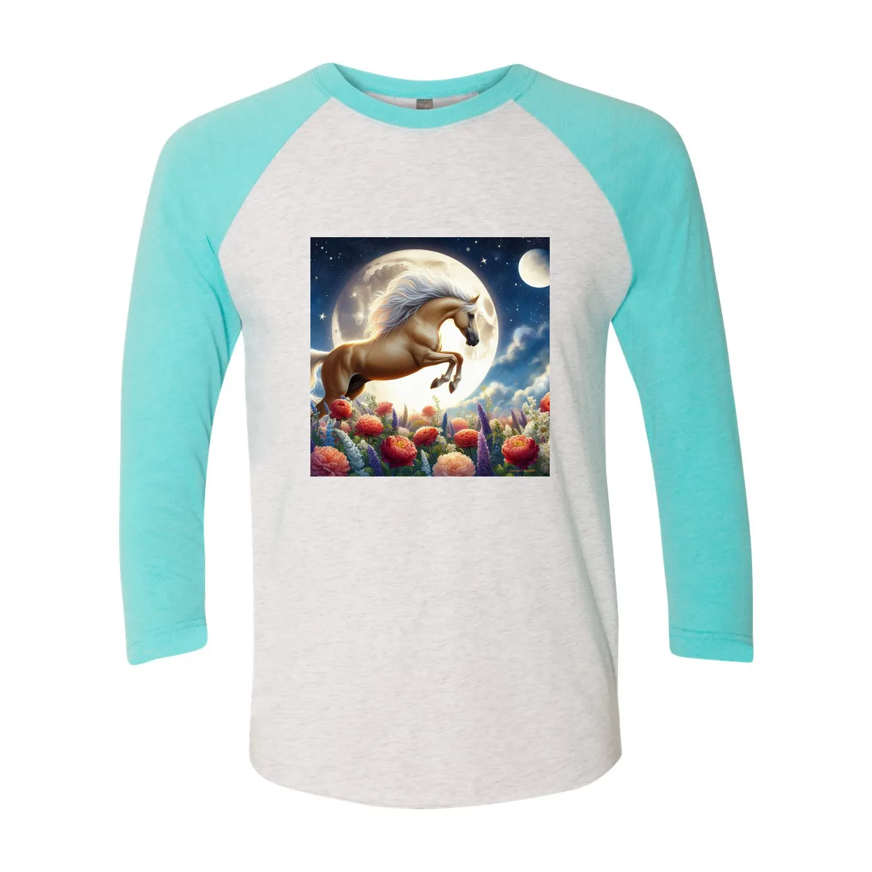 Palomino Moonshine Horse 3 4 Sleeve Raglan T Shirts