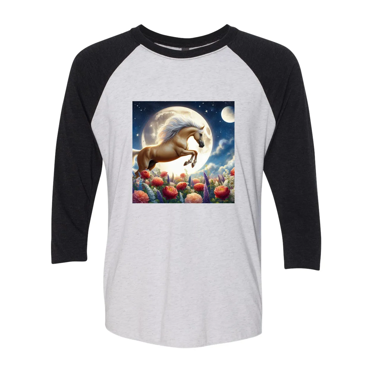 Palomino Moonshine Horse 3 4 Sleeve Raglan T Shirts