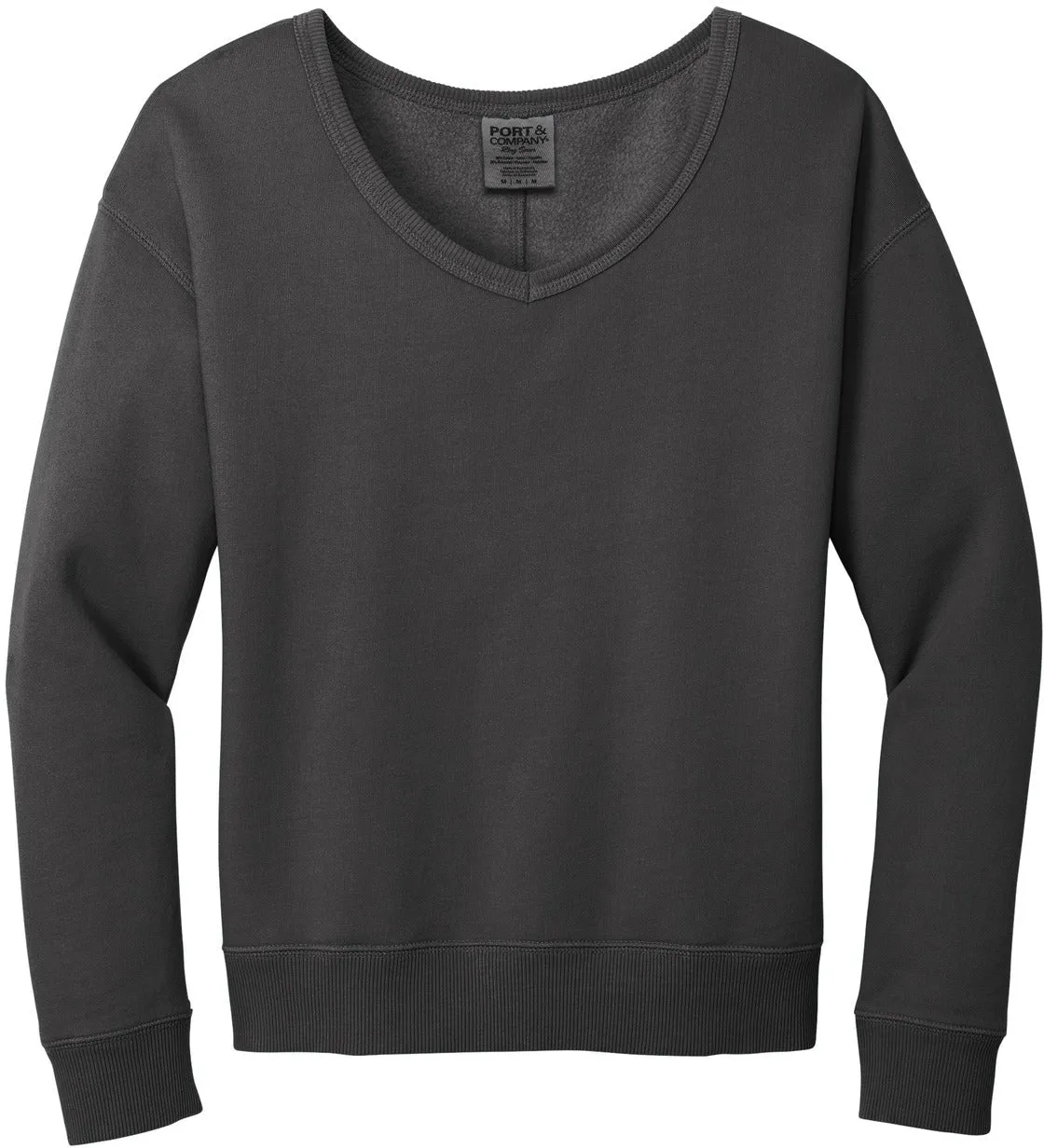 Port & Company Ladies Beach Wash Garment-Dyed V-Neck Sweatshirt