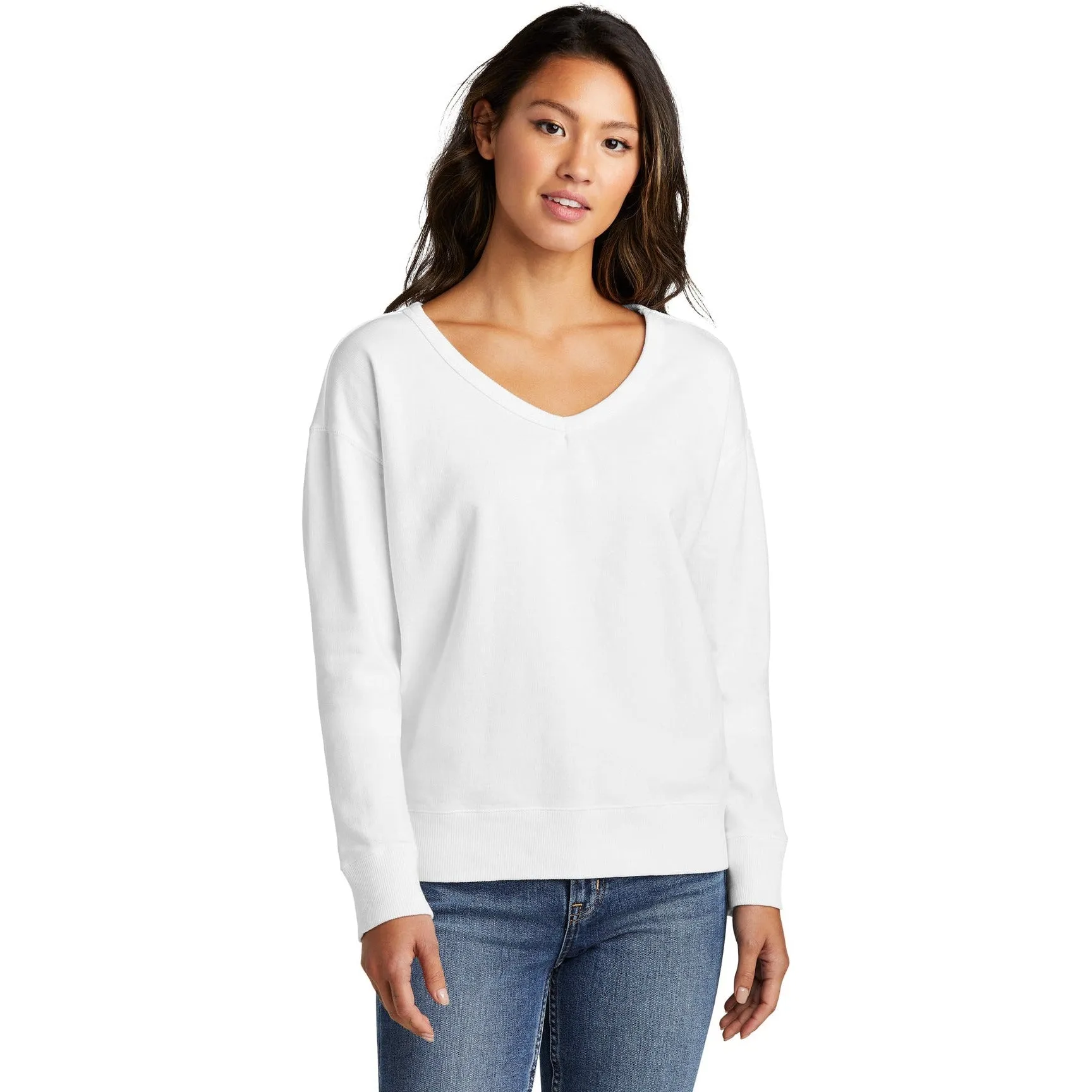 Port & Company Ladies Beach Wash Garment-Dyed V-Neck Sweatshirt