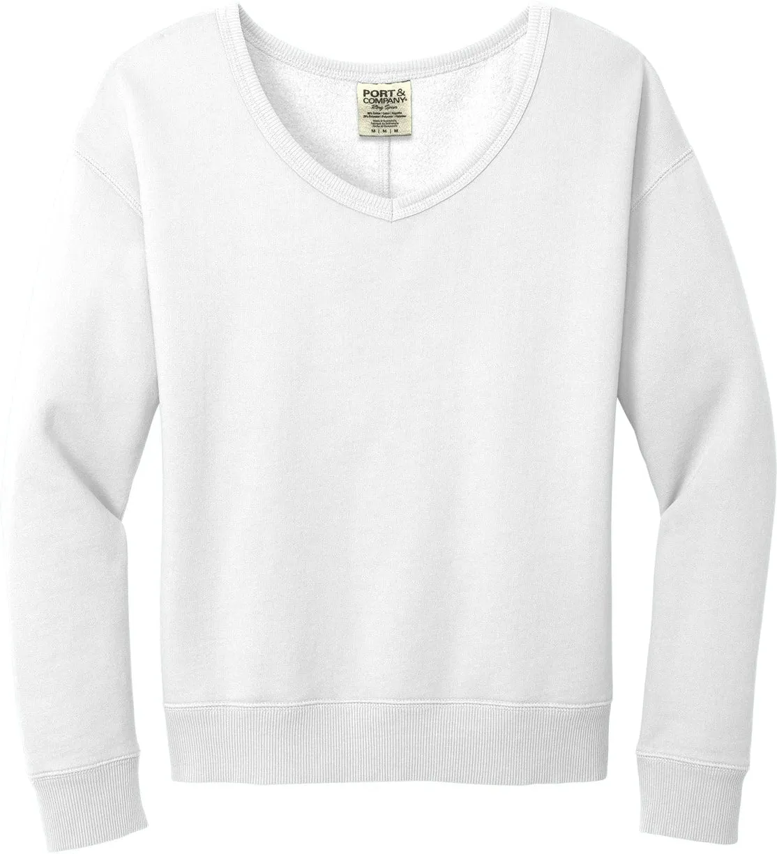 Port & Company Ladies Beach Wash Garment-Dyed V-Neck Sweatshirt