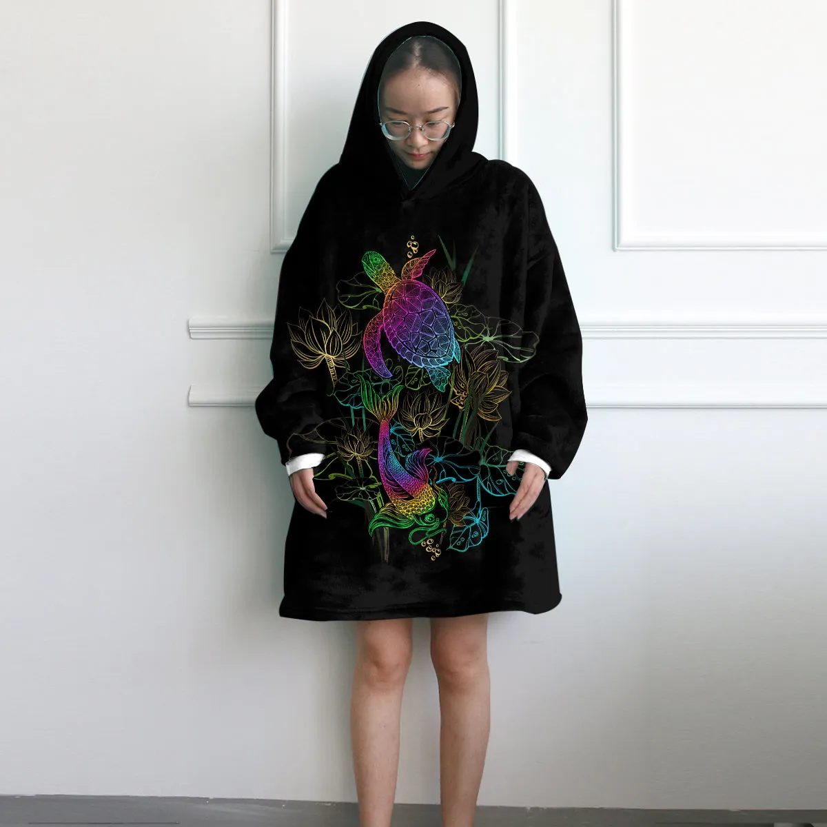 Sea Turtle and Koi Wearable Blanket Hoodie