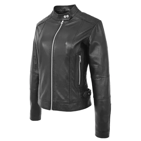 Soft Leather Stylish Fitted Women's Quilted Jacket