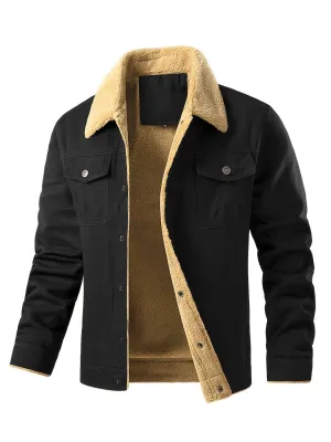 Stay Warm and Stylish All Winter with the Men's Color Block Fleece-Lined Winter Coat