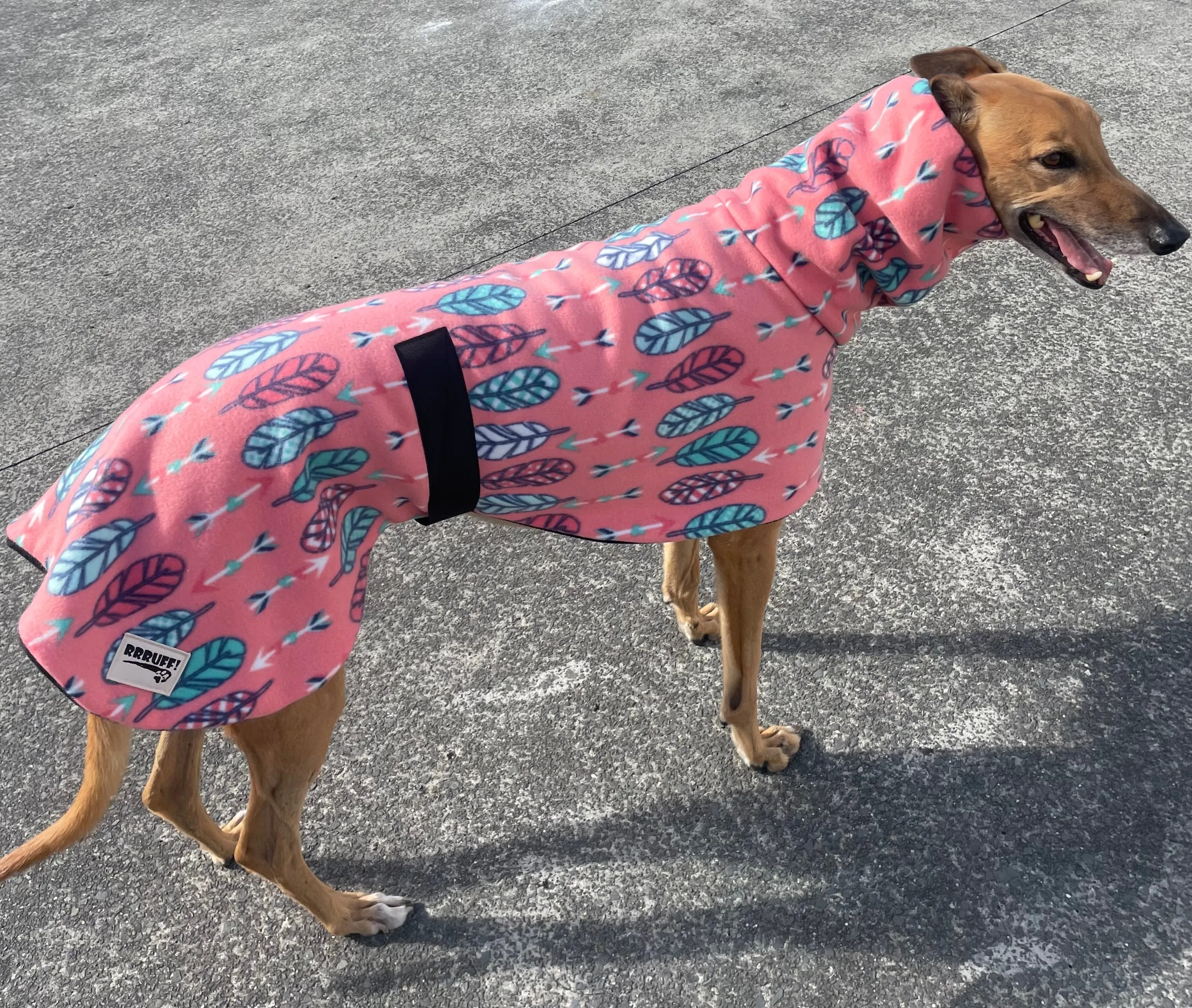 Stylish feathers greyhound coat rug snuggly polar fleece washable extra wide neck hoodie