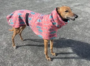 Stylish feathers greyhound coat rug snuggly polar fleece washable extra wide neck hoodie