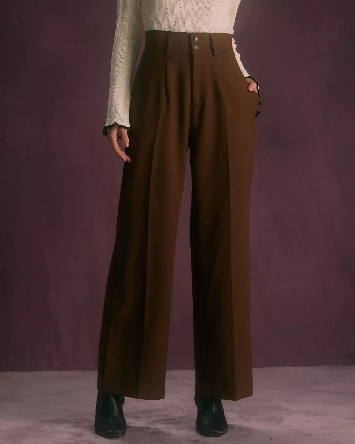 The Coffee Button Slant Pocket Straight Pants