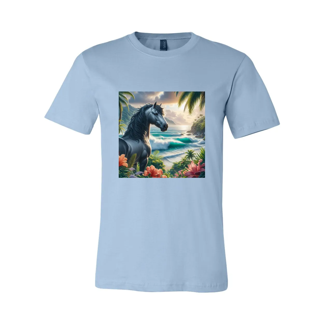 Tropical Grey Stallion Horse T Shirts