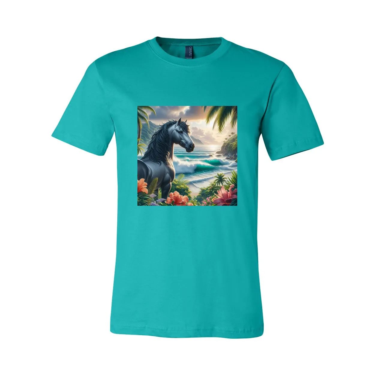 Tropical Grey Stallion Horse T Shirts