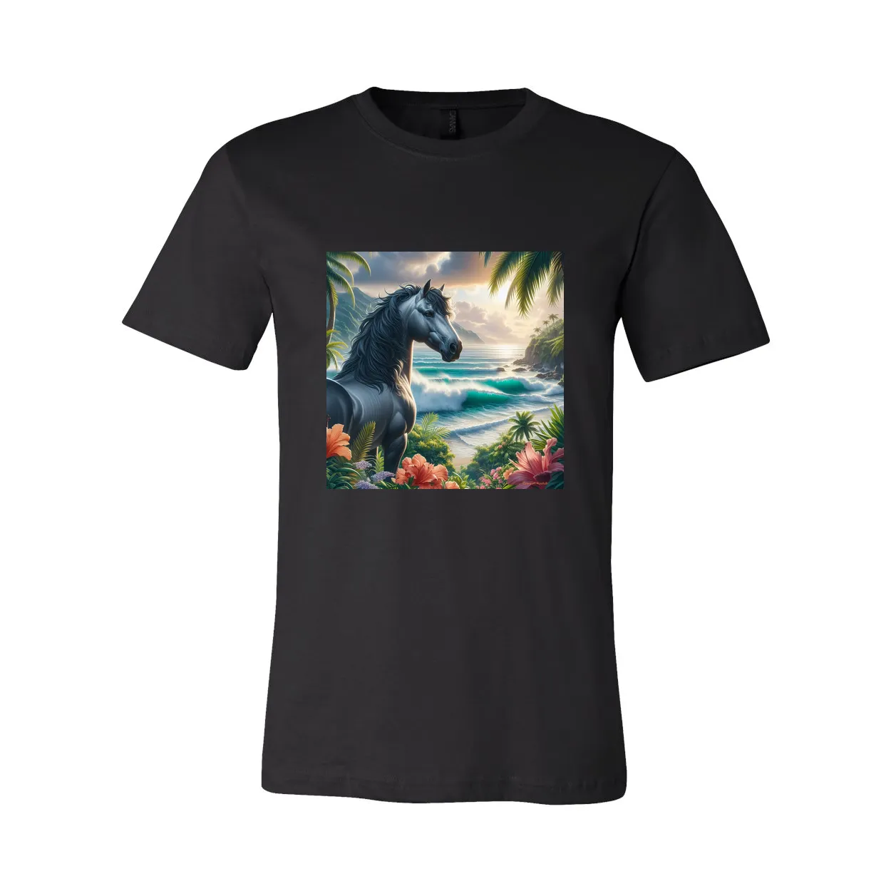 Tropical Grey Stallion Horse T Shirts