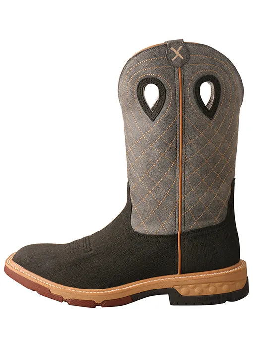 Twisted X Men's 12" Alloy Toe Western Work Boot with CellStretch-Brown/Grey