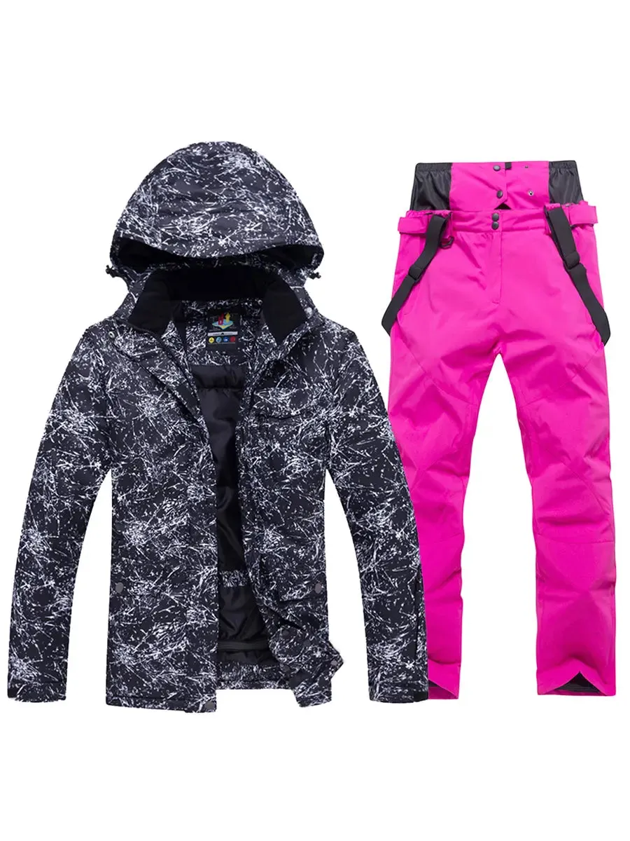 Unisex Waterproof Thicken Ski Jackets and Bibs Pants