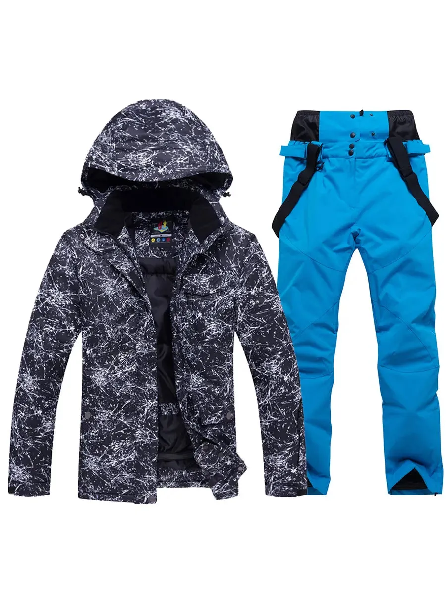 Unisex Waterproof Thicken Ski Jackets and Bibs Pants