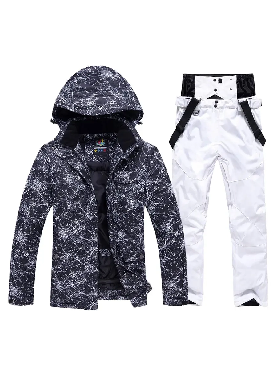 Unisex Waterproof Thicken Ski Jackets and Bibs Pants