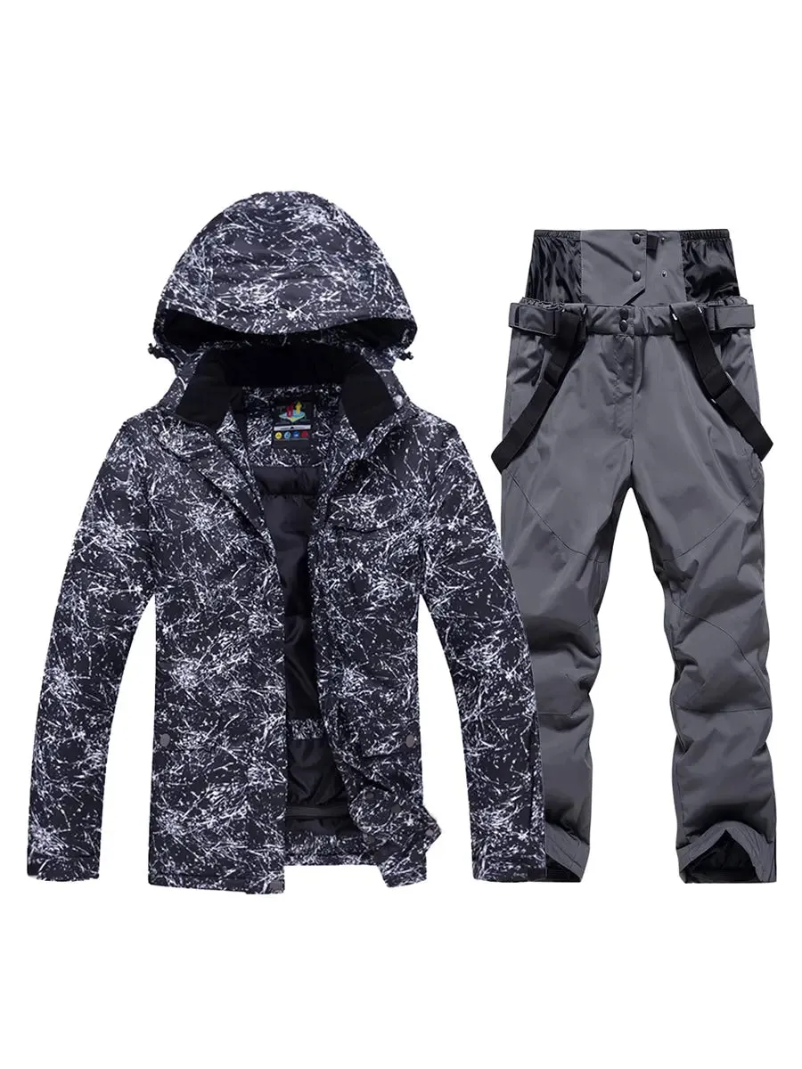 Unisex Waterproof Thicken Ski Jackets and Bibs Pants