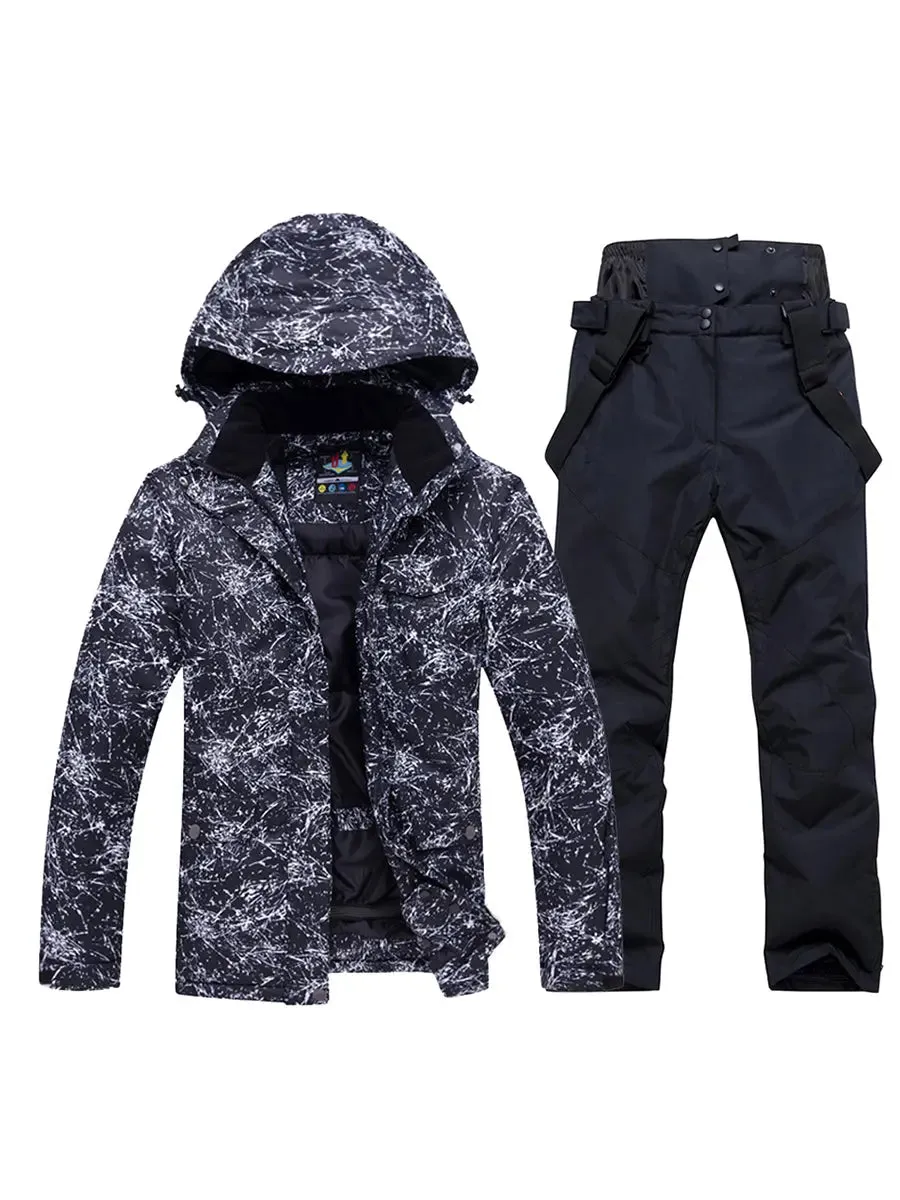 Unisex Waterproof Thicken Ski Jackets and Bibs Pants