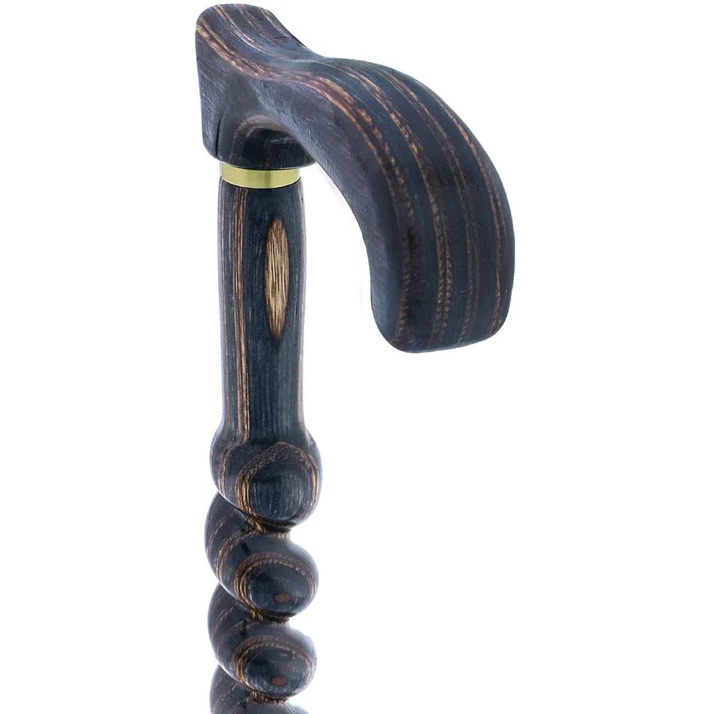 USA-Made Twisted Spiral Cane: Gunstock Brown Durable Laminate