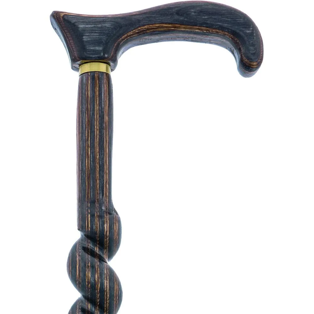 USA-Made Twisted Spiral Cane: Gunstock Brown Durable Laminate