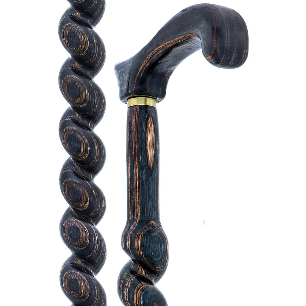 USA-Made Twisted Spiral Cane: Gunstock Brown Durable Laminate