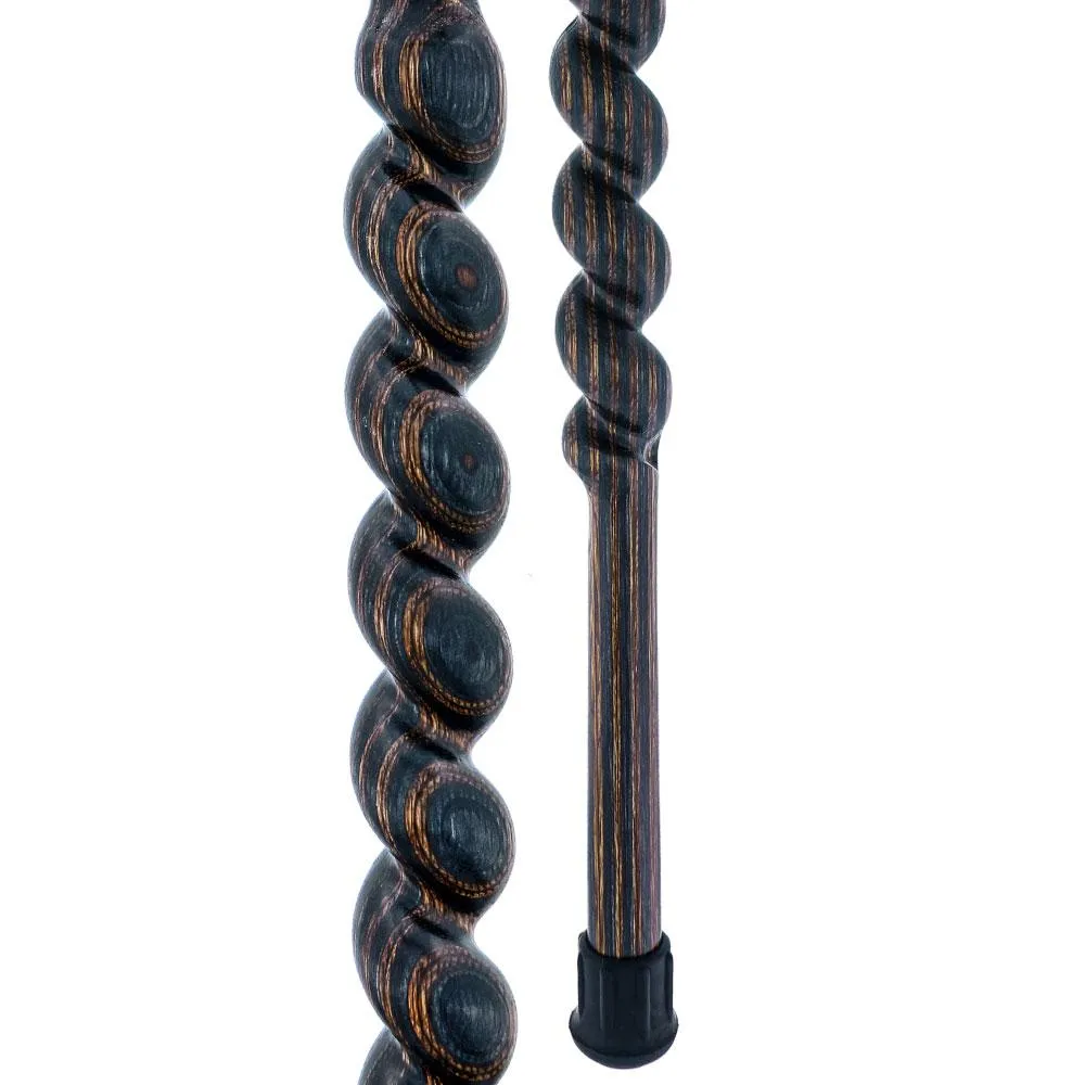 USA-Made Twisted Spiral Cane: Gunstock Brown Durable Laminate