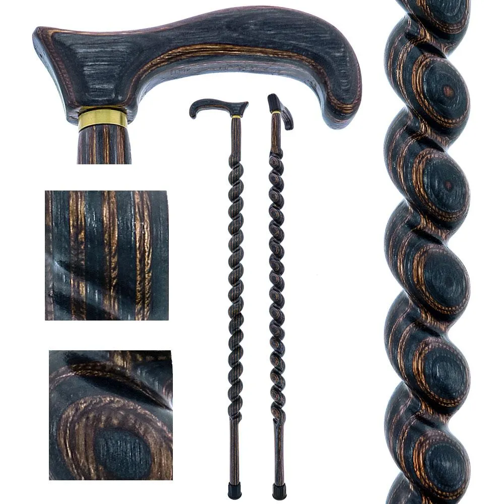 USA-Made Twisted Spiral Cane: Gunstock Brown Durable Laminate