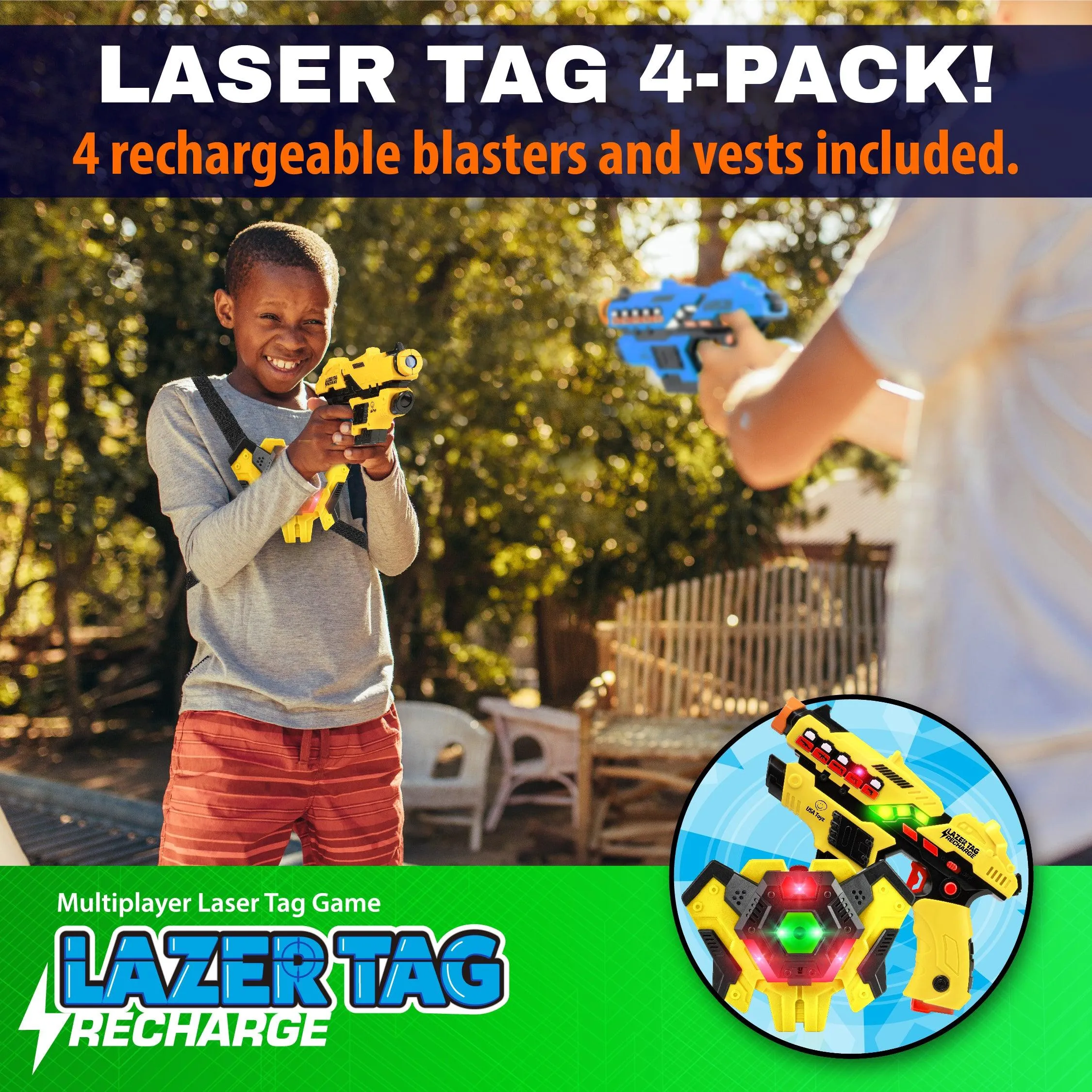 USA Toyz Rechargeable  Laser Tag Toy Guns for Boys and Girls - 4pk