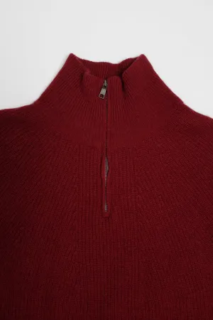 WOOL CASHMERE CHUNKY BURGUNDY TROYER SWEATER